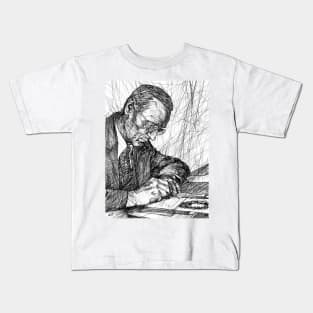 HERMANN HESSE ink portrait .2 Kids T-Shirt